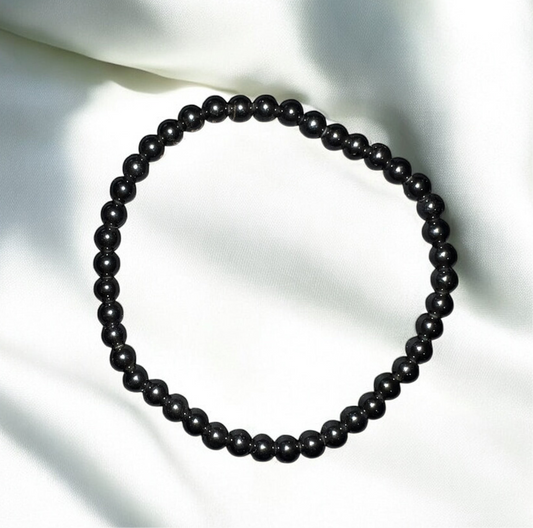 Black Obsidian Round Bracelet Tiny Beads