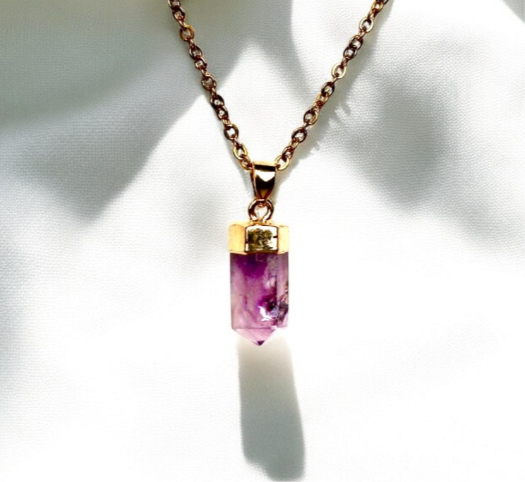 Amethyst Mini Point Necklace Gold