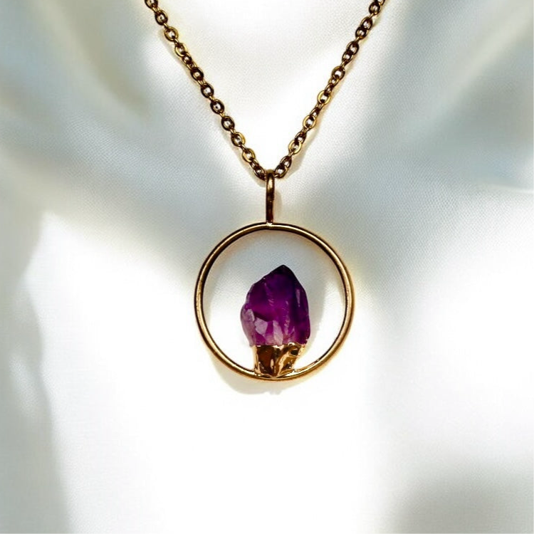 Amethyst Halo Necklace