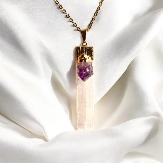 Selenite Amethyst Necklace