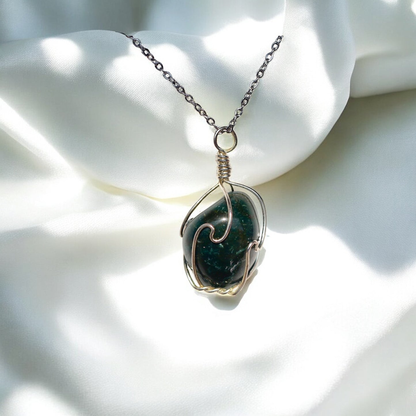Bloodstone Wrapped Necklace