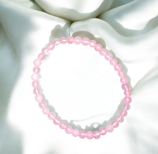 Rose Quartz Round Bracelet Tiny Beads