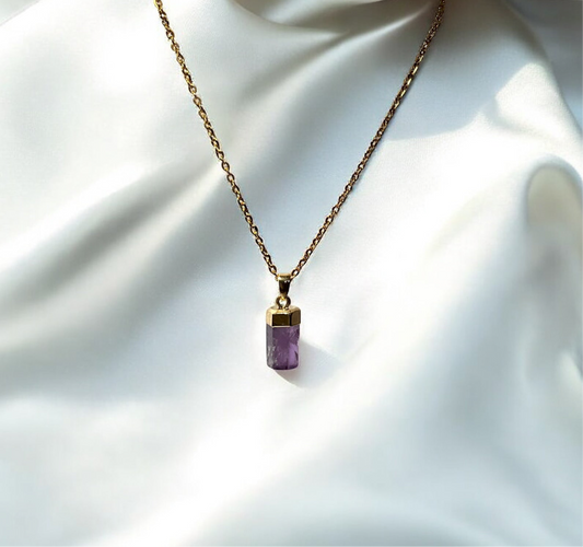 Amethyst Mini Point Necklace Gold