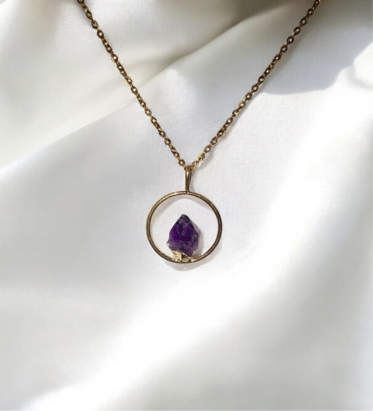 Amethyst Halo Necklace