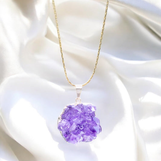 Amethyst Cluster Necklace Gold