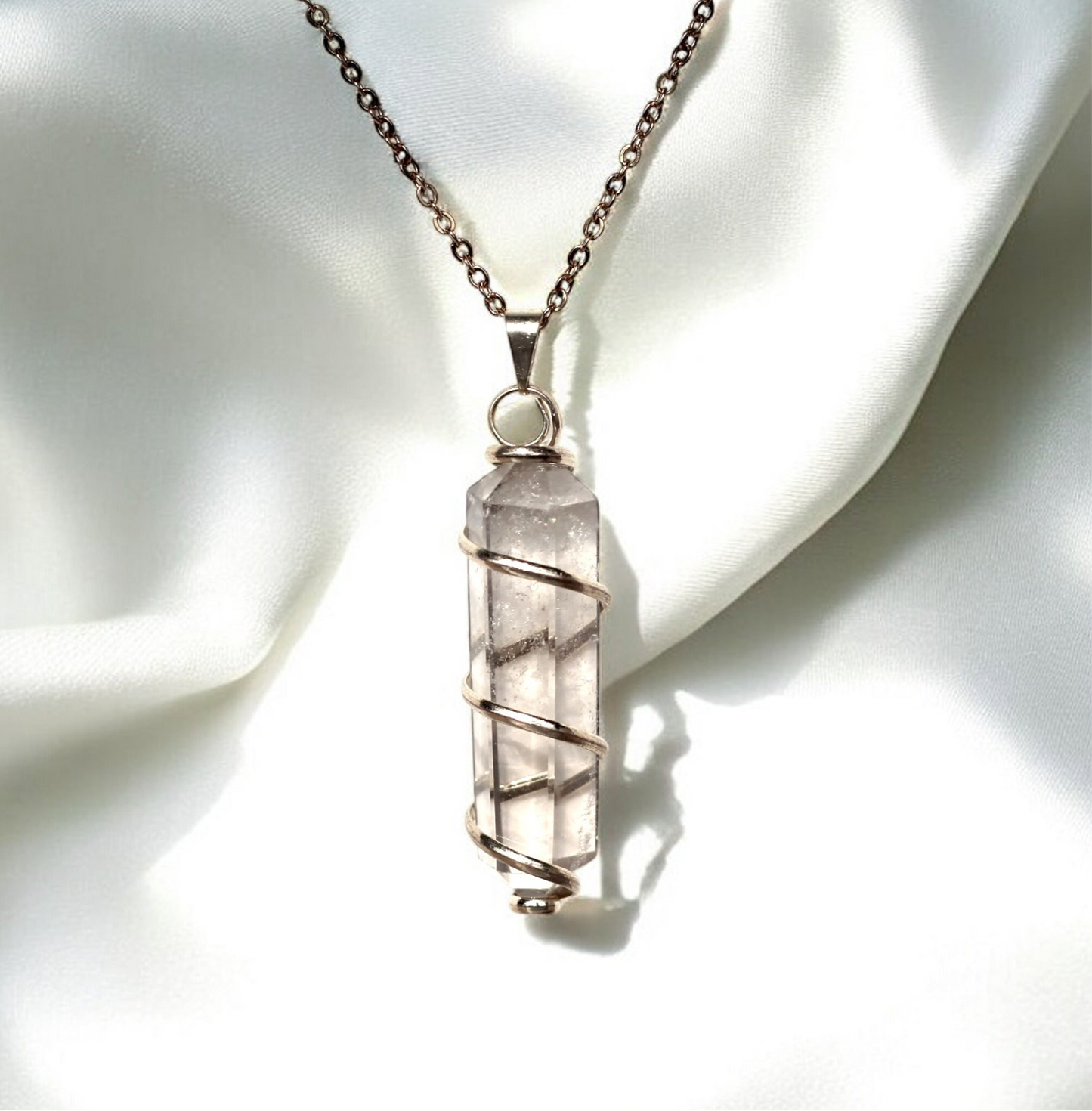 Quartz Spiral Wrapped Necklace