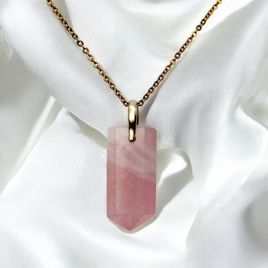 Rose Quartz Horseshoe Swivel Necklace