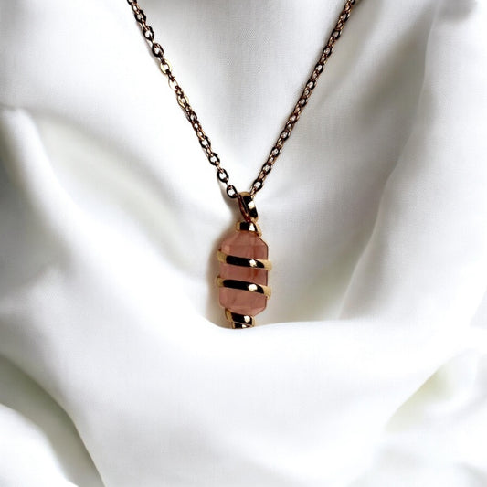 Rose Quartz Mini Wrap Necklace