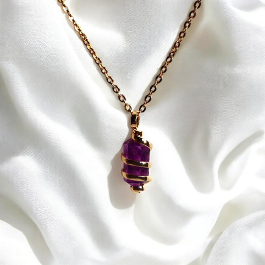 Amethyst Mini Wrap Necklace Gold