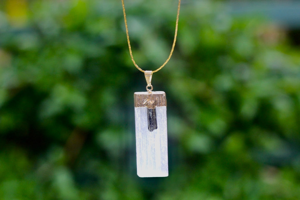 Selenite x Black Tourmaline Necklace