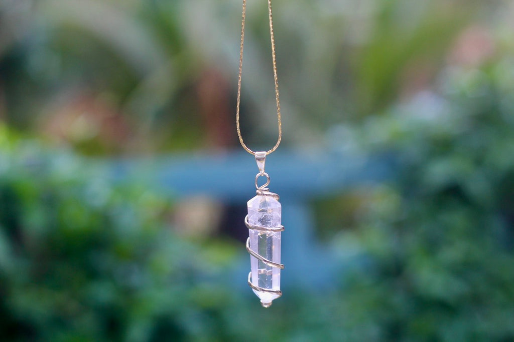 Quartz Spiral Wrapped Necklace