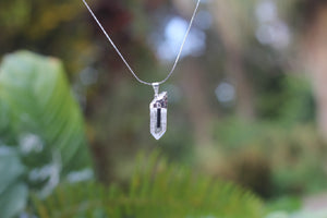 Quartz Point with Black Tourmaline Crystal Necklace