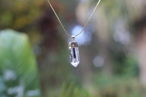 Quartz Point with Black Tourmaline Crystal Necklace