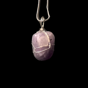 Amethyst Tumbled Wrapped Necklace