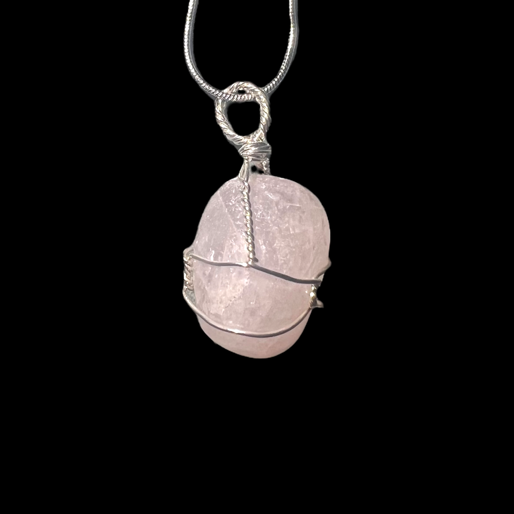 Rose Quartz Wrapped Sphere Necklace