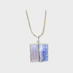 Blue Kyanite Necklace with Lepidolite or Selenite