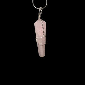 Rose Quartz Wrapped Point Necklace