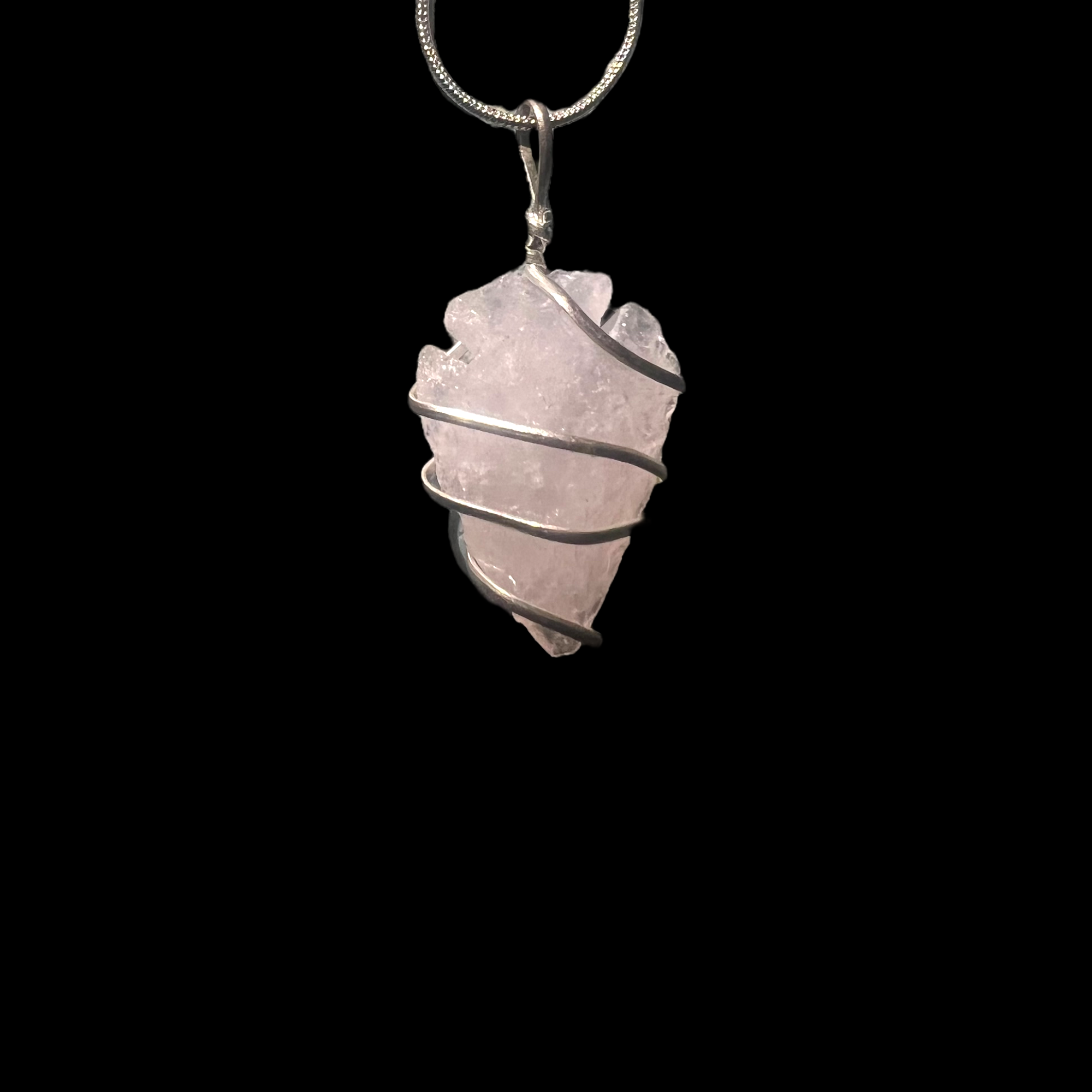 Rose Quartz Arrow Wrapped Necklace