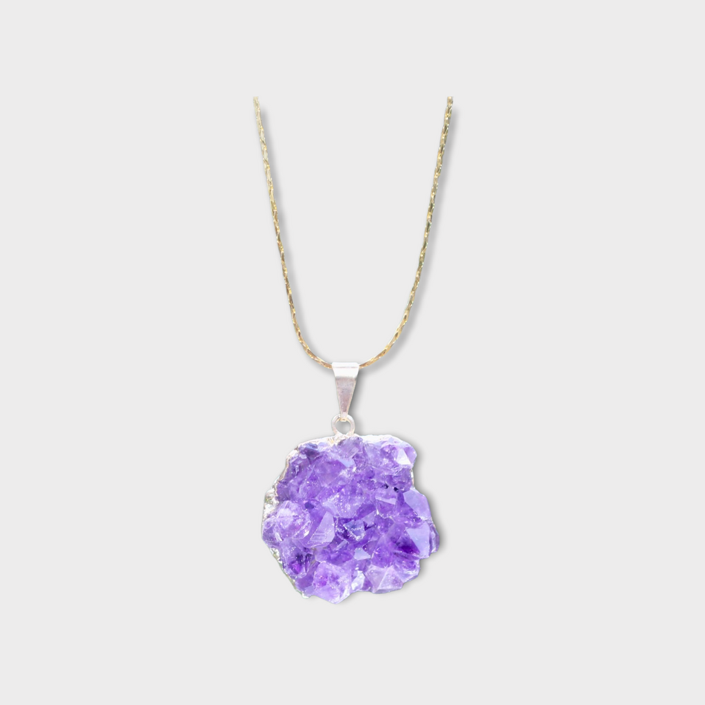 Amethyst Cluster Necklace Gold