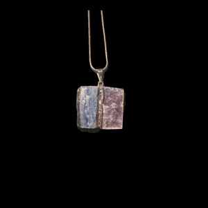 Blue Kyanite Necklace with Lepidolite or Selenite