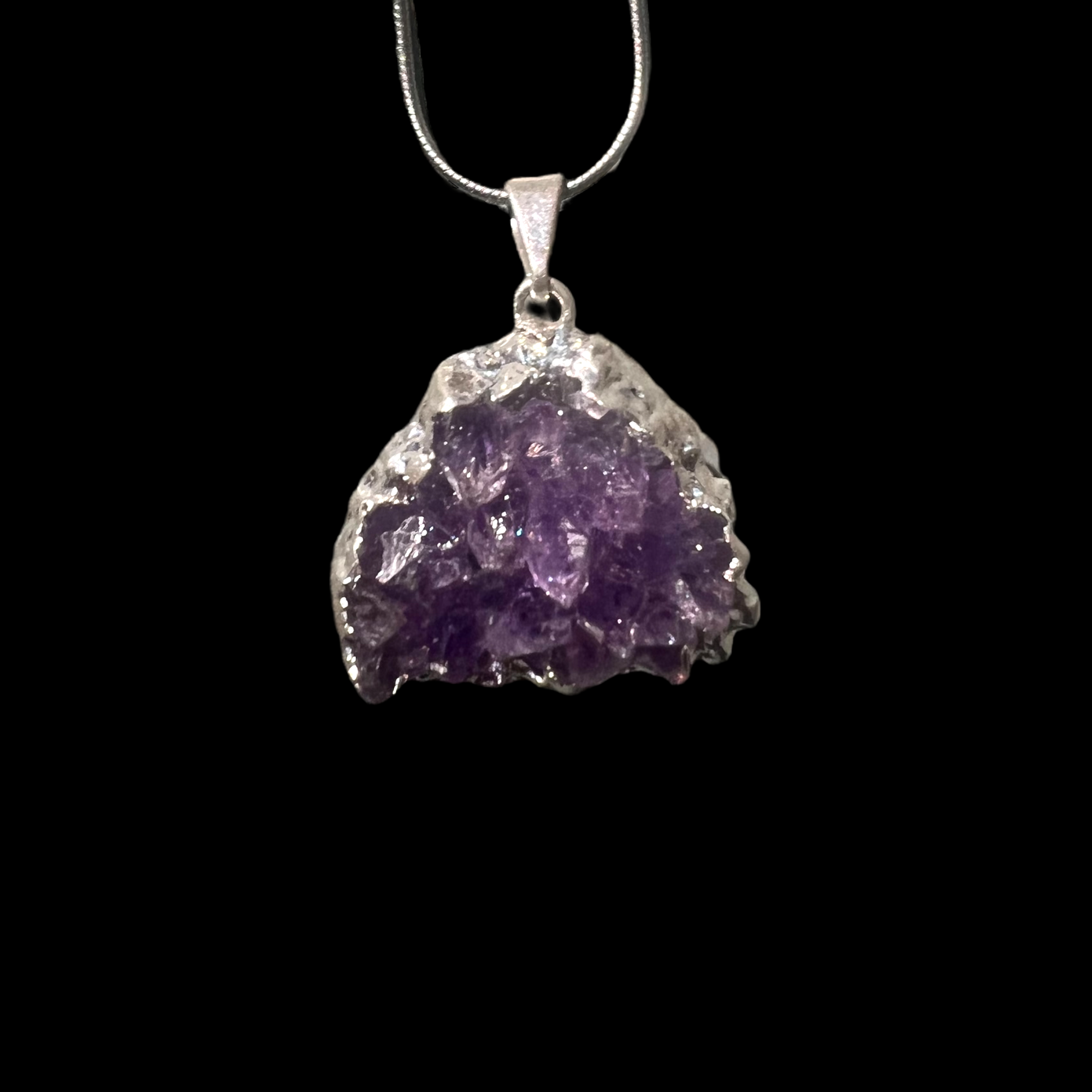 Amethyst Cluster Necklace Silver