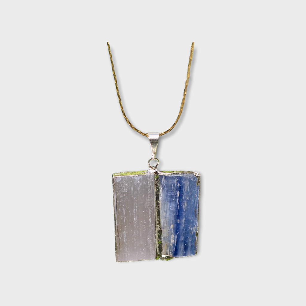 Blue Kyanite Necklace with Lepidolite or Selenite