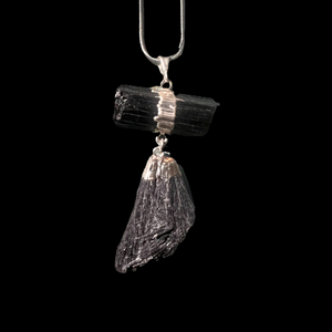 Black Tourmaline and Black Kyanite Protector Necklace