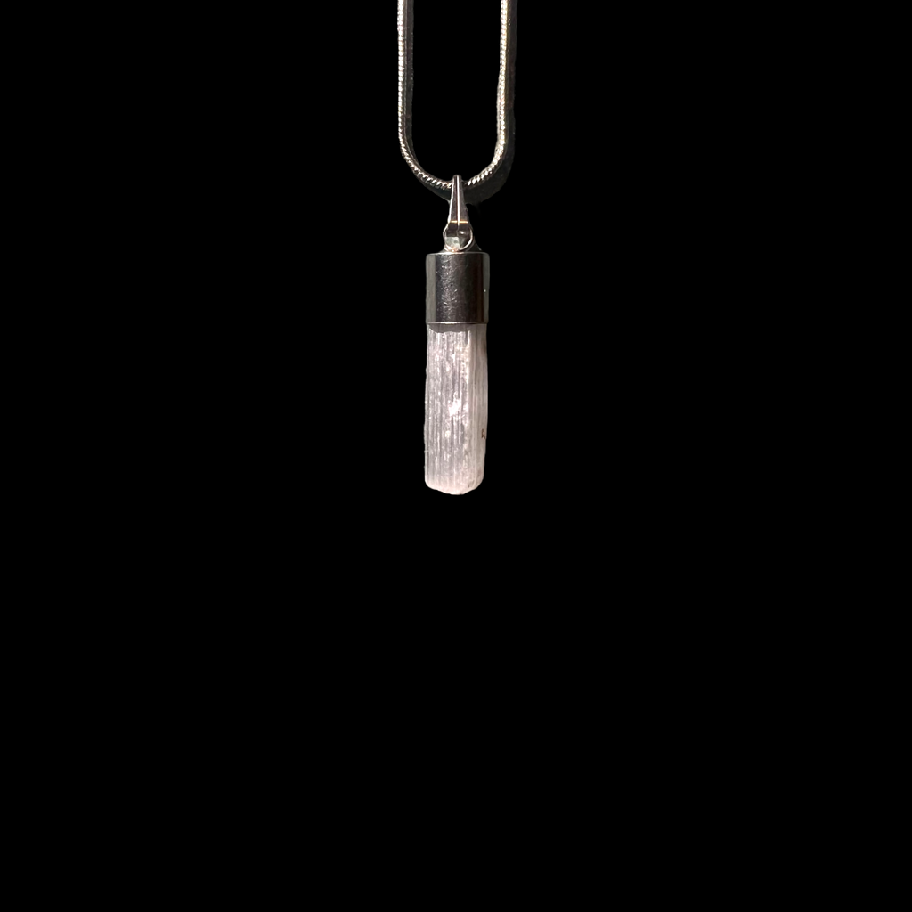 Selenite Silver Cap Necklace