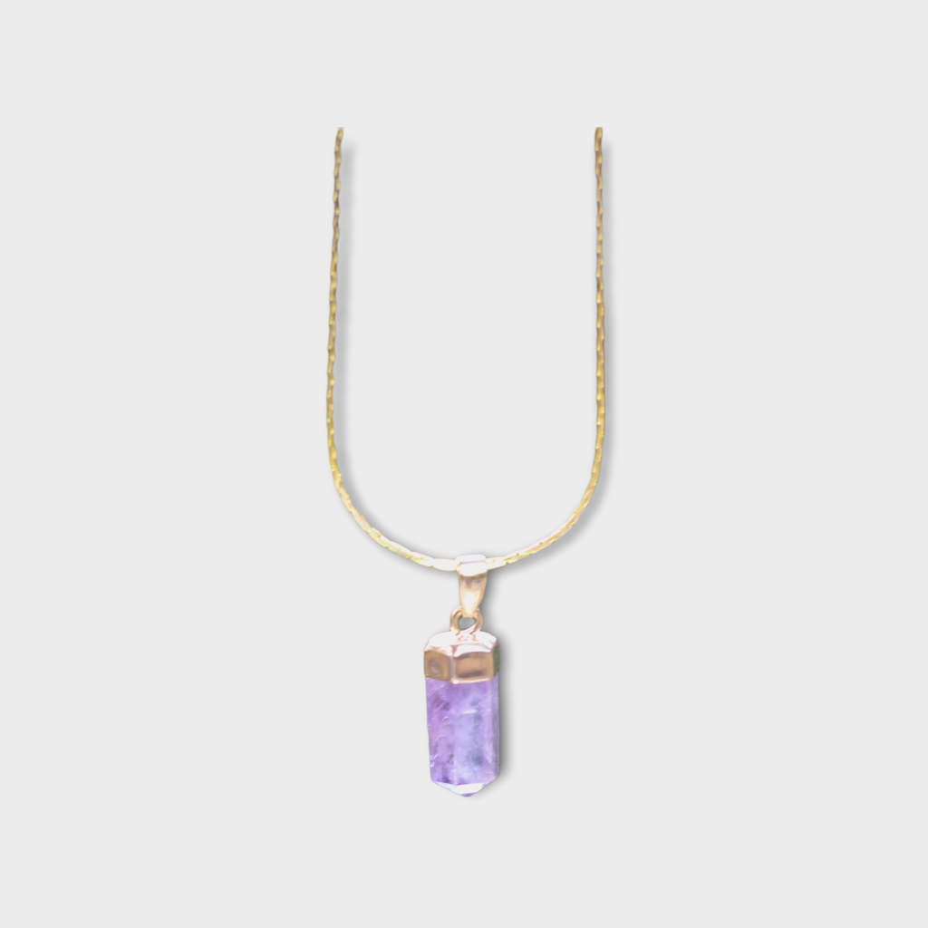 Amethyst Mini Point Necklace Gold