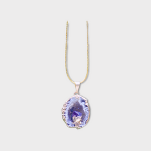 Amethyst Geode Half with Crystal Point Necklace