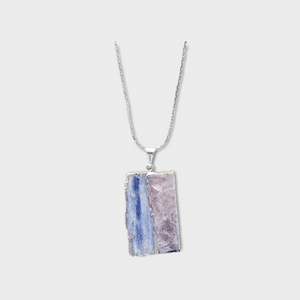 Blue Kyanite Necklace with Lepidolite or Selenite